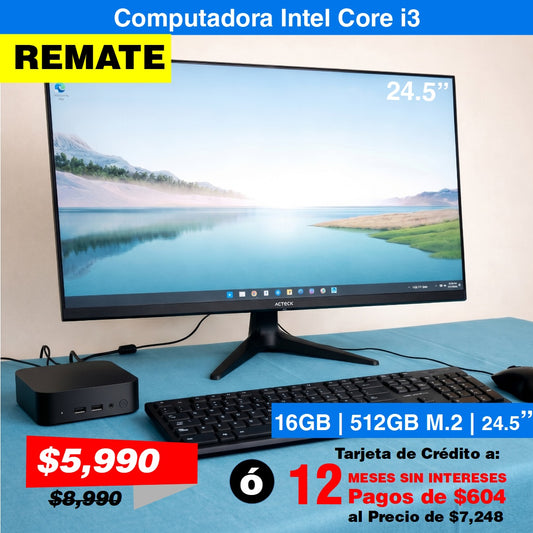 Mini PC Intel i3 6100U – KIT COMPLETO 16GB RAM / 512GB NVMe - Nuevo 2026, Con Garantia 1 Año