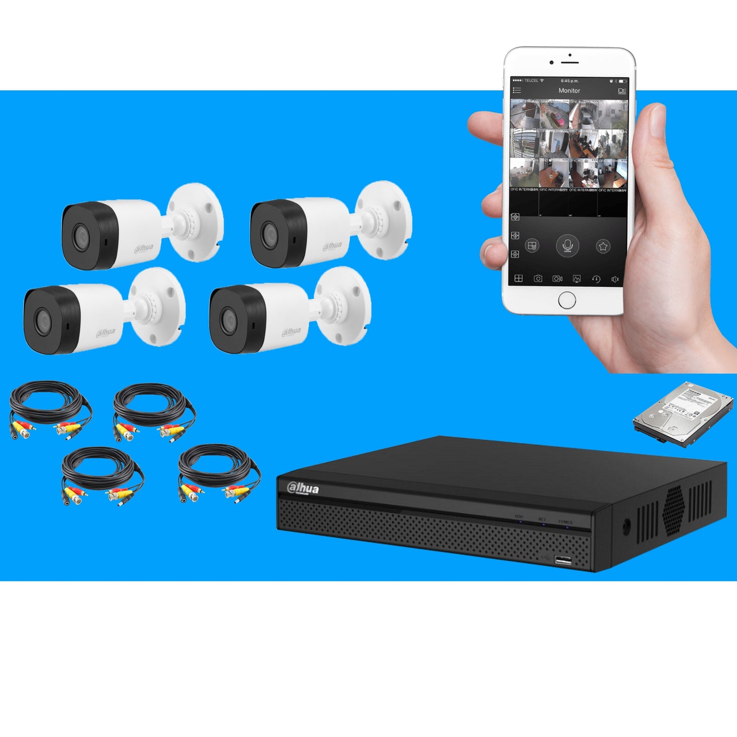 KIT DE VIDEOVIGILANCIA 4 CÁMARAS FULL HD + DVR - Nuevo 2026, con Garantía de 1 Año (Copia)
