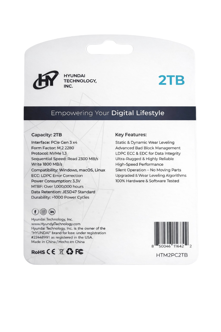 SSD Hyundai 2TB NVMe M.2 - PCIe 3.0