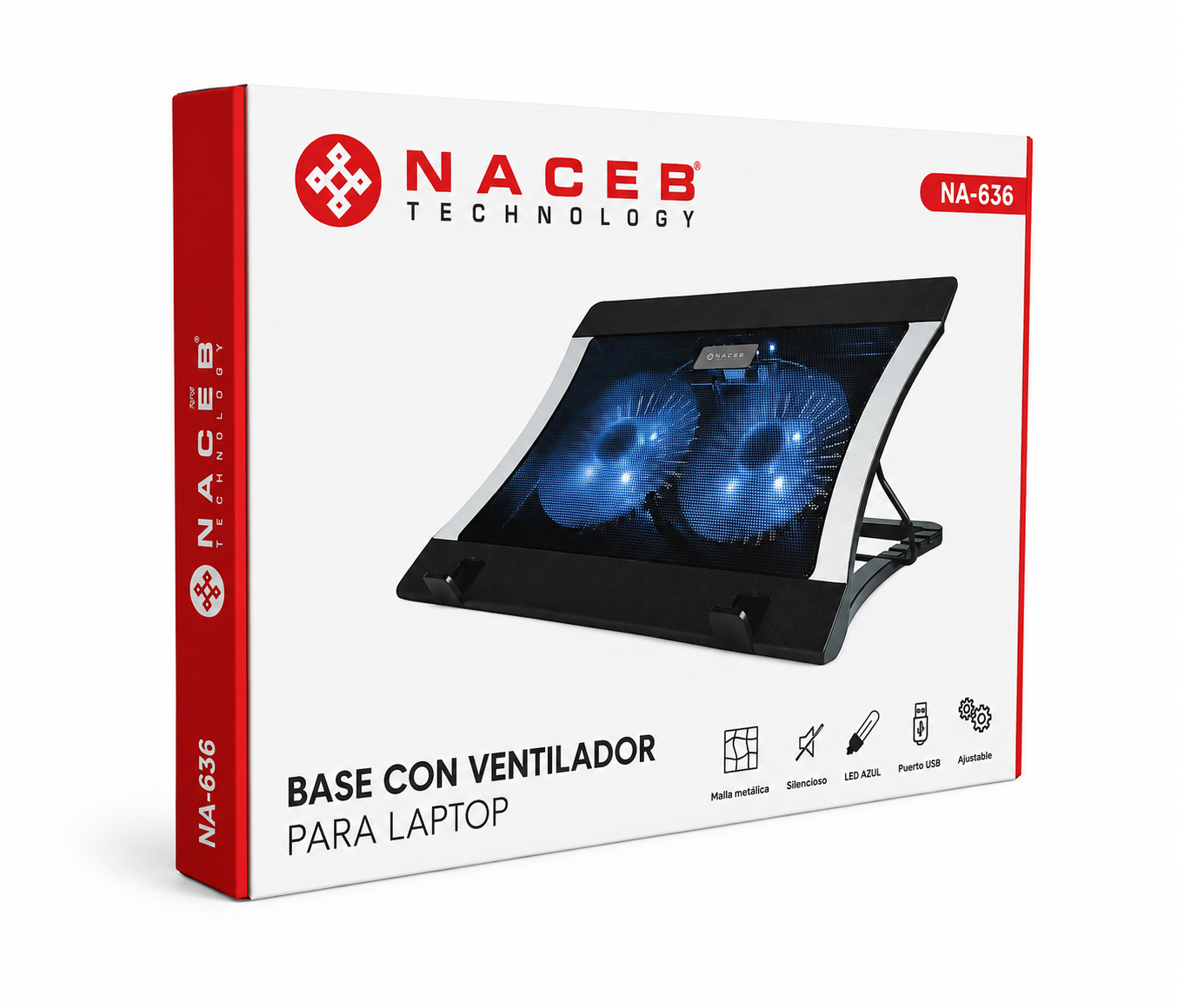 Base Con Ventilador Para Laptop De La Marca: NACEB - Nuevo, Con 1 Año de Garantía