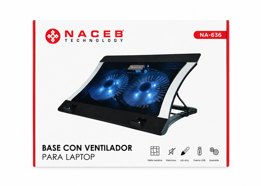 Base Con Ventilador Para Laptop De La Marca: NACEB - Nuevo, Con 1 Año de Garantía