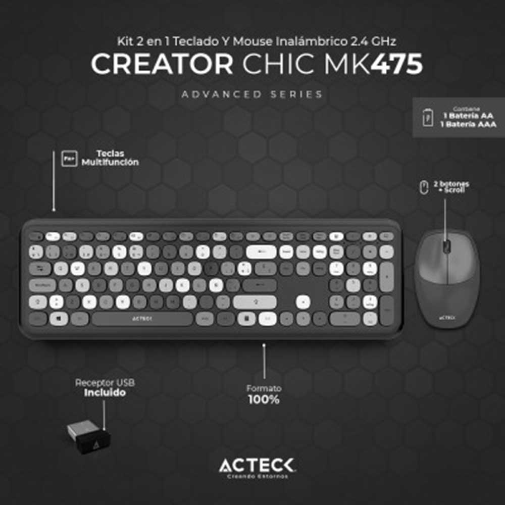 Kit Teclado y mouse Acteck MK475 Inalambrico